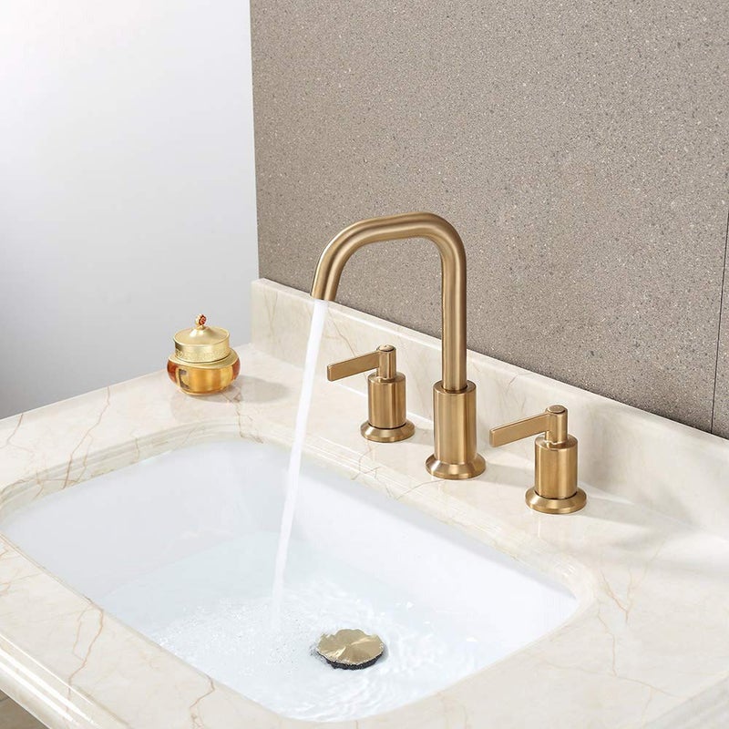 Derengge Two Handle Widespread Bathroom Sink Faucet with Pop up Drain,8 Inch Brushed Gold Lavatory Faucet 3 Hole,LF-3288-CS - Image 4